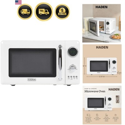 700 Watt Compact Microwave Oven - 0.7 Cu Ft with Digital Controls, Ivory/Chrome