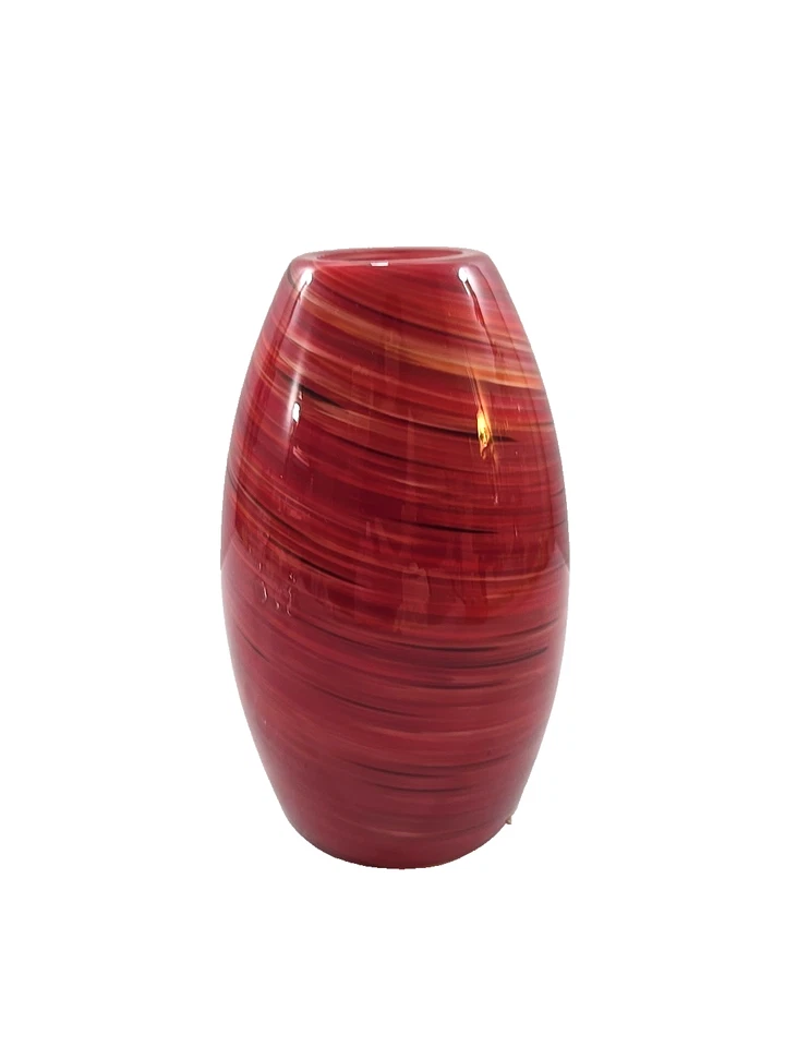 Vintage Red Swirled Art Glass Pendant Light Shade 1-5/8" Fitter 8" Tall - Image 2 of 4
