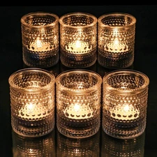 Votive Candle Holders, Tealight Candle Holder, Clear Vintage Floating Glass