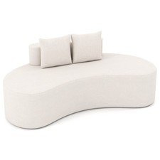 Sofa Couch Upholstered Curved Sofa with 2 Cozy Pillows Low Backrest
