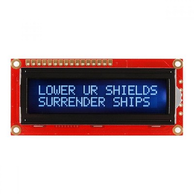 SparkFun Basic LCD, 16x2 Zeichen, Weiß auf Schwarz, 5V, mit Headern