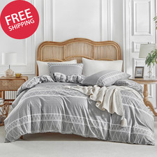 Duvet Cover Queen Size, Grey Breathable Comforter Cover Queen Size 3Pc Ultra Sof