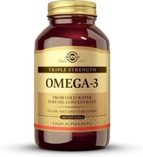Image of Solgar Triple Strength Omega 3 Fish Oil Softgels, 100 Count, Supports Heart & Br