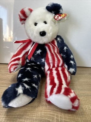TY 1999 Beanie Buddy Spangle der amerikanische Bär Stofftier Plüschtier 14 Zoll Neu