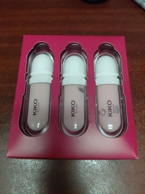 Kiko Milano 3D Glossy (Set of 3) Plumping Effect Lip Volume Cream #01 TUTU ROSE