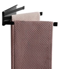 Matte Black Swing Towel Holder Rack Wall Mounted Swivel 3Arm Bathroom Bar