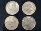 4 Kennedy Half Dollars 90% US Silver Coins, all 1964, free shipping!