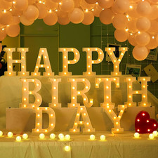 138Pcs Happy Birthday Marquee Light up Letters- LED Letter Number Light Sign wit