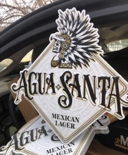 New Agua Santa Mexican Lager Skeleton Warrior Tin Sign Measures 16”x 16” 