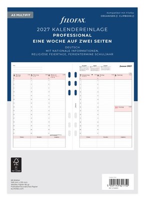 Filofax 27-68553 Kalendereinlage A5 Professional 1Woche/2Seiten deutsch 2027