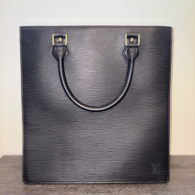 Auth LOUIS VUITTON Sac Plat Noir Epi Tote Bag Leather Logo Quiet Luxury 