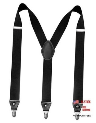  1.4  Wide Suspender with 3 Strong Clips Adjustable Braces for Men Black2