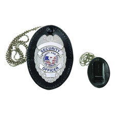 Hero's Pride 9140S Universal Leather Clip-on Oval Badge Holder - 2.625'' x 3.625