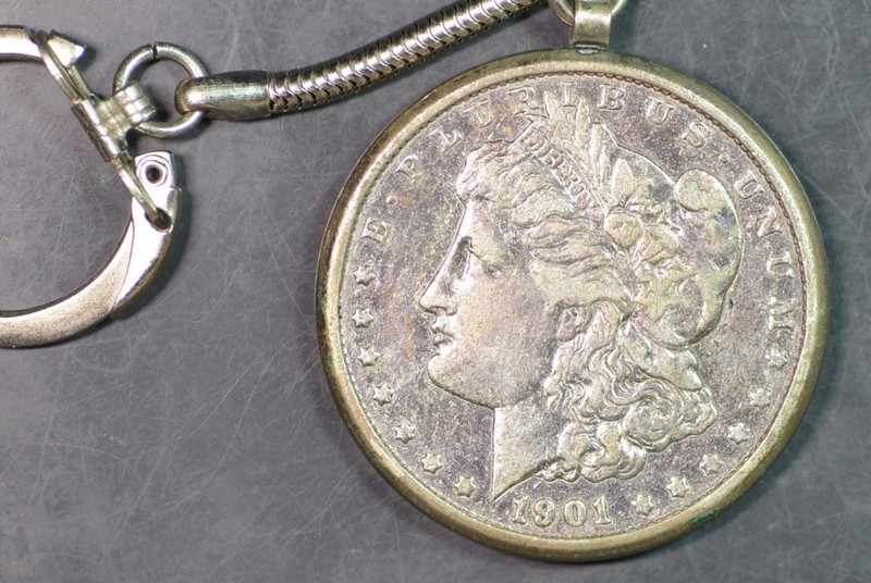 GENUINE U.S. 1901-O MORGAN SILVER DOLLAR! CRAFTED INTO A  KEY CHAIN.