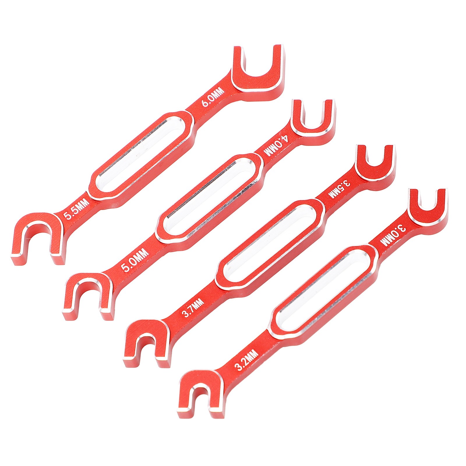 (Red)4PCS RC Car Wrenches Aluminum Alloy Turnbuckle Nut Ball Joint Remover