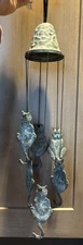 Wind Chime - Patio Decor Cat Kitty Themed Brass Wind Chime Patina 