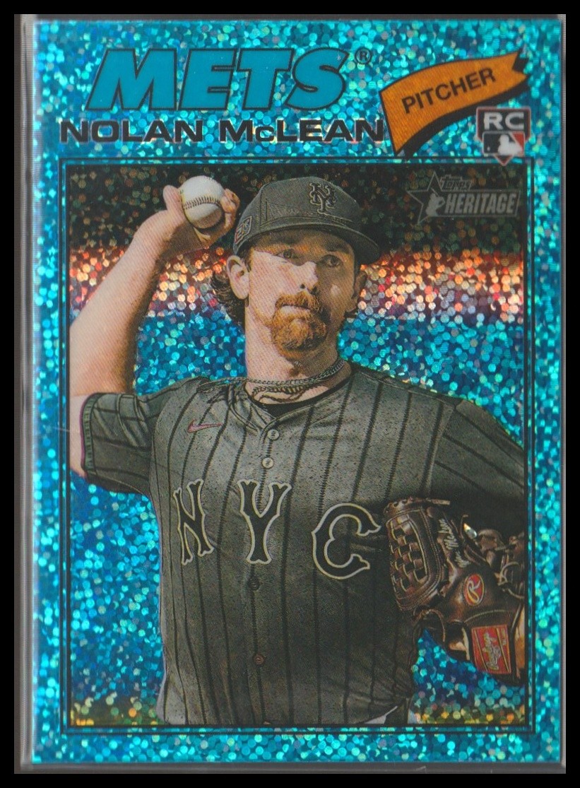 2026 Topps Heritage #150 Nolan McLean Chrome Light Blue Sparkle Refractors