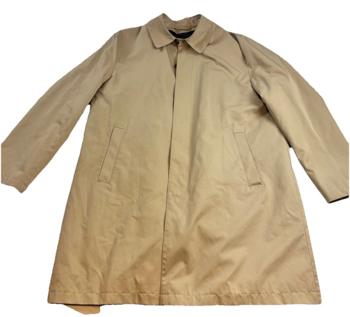 Brooks Brothers 346 Trench Coat Men Large Khaki Tan Lined Jacket Preppy