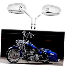 8mm Motorcycle Rear View Side Mirrors for Street Glide Road King Softail Chrome