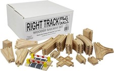 Wooden Train Track Deluxe Set: 56 Premium Wood Pieces 100 Compatible with...