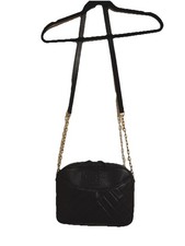 Tory Burch Black Leather Shoulder Bag Chain Crossbody Gold Logo