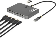 Image of StarTech USB-C Quad DisplayPort Dock 4K120 140W PD Mac M1-M5 USB4 Thunderbolt