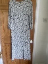 M&S Sz 8 Viscose Long Midi Dress Black & White