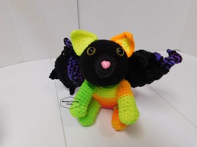 Crochet Dragon Cat! Colorful Stuffed Winged Kitten Plushie! B