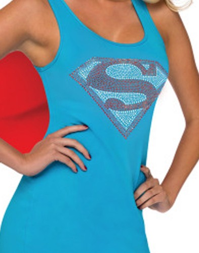 Rubie's DC Women Superhero Dress with Cape Rhinestone Supergirl Blue Small - Picture 2 of 2