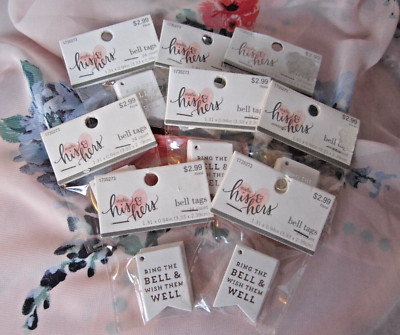 New 4 Packs White Wedding Bell Tags Silver Lettering Wish Them Well  96 Total