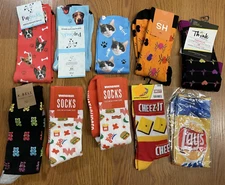 Lot 10 Pair Cat Dog Gummi Bear Whataburger Lays Cheez-It Fun Novelty Socks