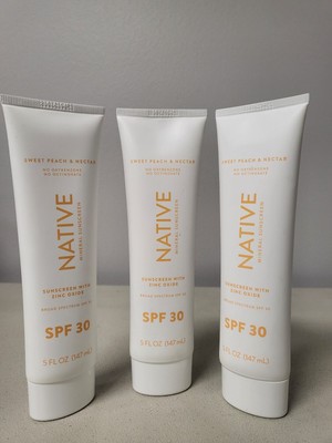 3 Native Mineral Sunscreen Sweet Peach & Nectar, SPF 30, 5 fl oz, Exp. 11/24