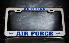 AIR FORCE VETERAN License Plate Frame Custom Made of Chrome Plated Metal