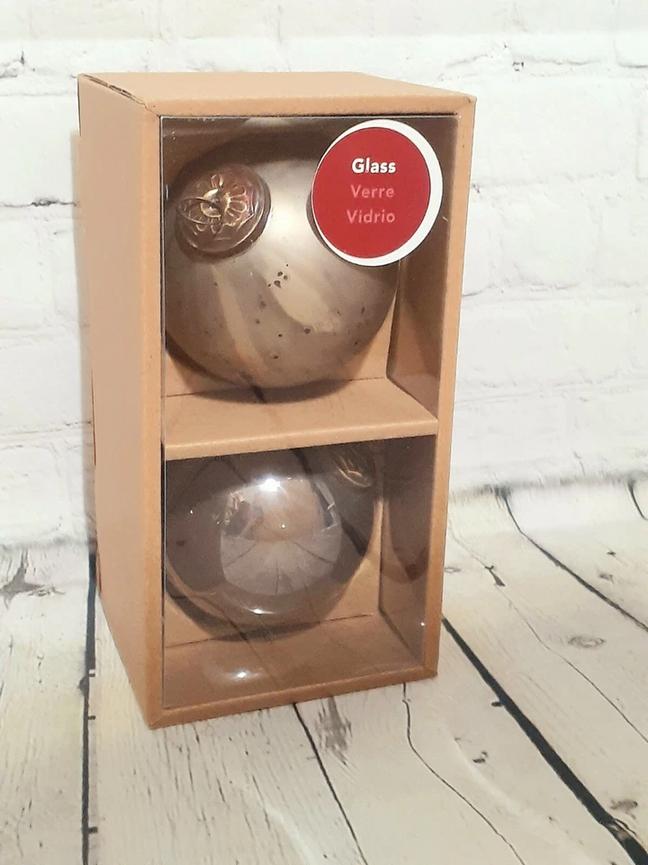 Allen Roth Rosa Vidrio Adornos de Navidad Taupe Chic Pátina Granja Regencia  Foto 3 de 4