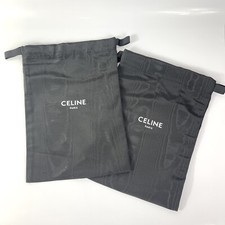 Set of 2 CELINE Dust Bag Drawstring Pouch for Shoes Black 9.5  x 13  Authentic