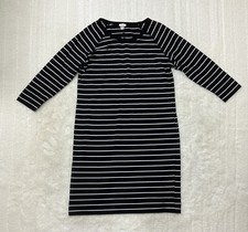Merona Womens Size L Half Sleeve Black And White Striped Casual Sweater Dress