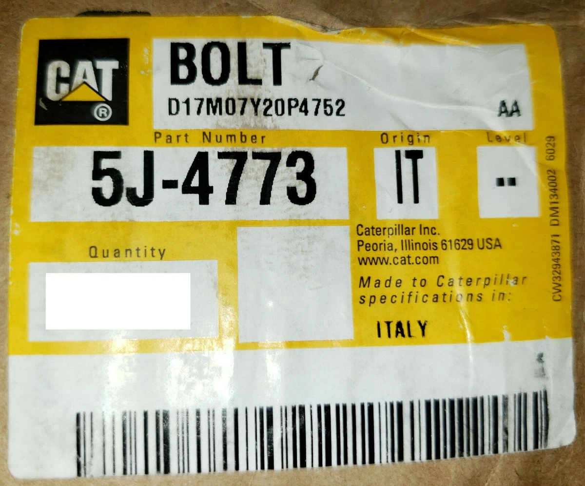 CATERPILLAR PLOW BOLT 5J4773 NEW 3/4-10x2 1/2 Grade 8 Dome Head  