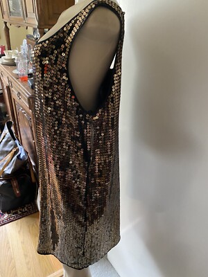 DKNY Womens Sequined Antique Gold Sleeveless Tank Evening Dress | eBay