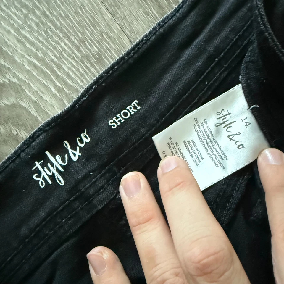 Style & Co Denim Gothic Grunge Punk Womens Shorts - Size 14 Black - Image 2 of 4