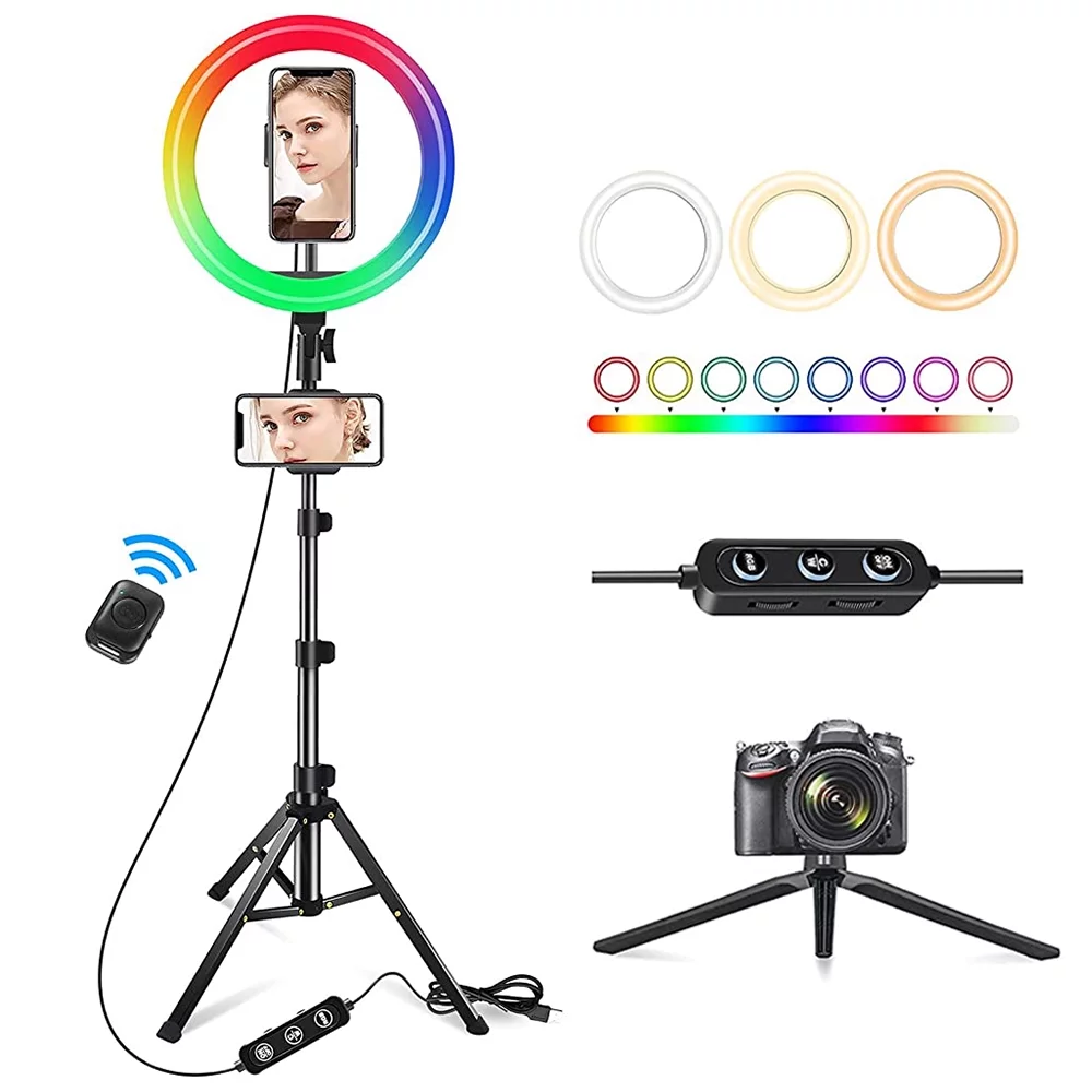 Extendable Tripod Camera Holder For Ring Light Rgb Ring 13 Led