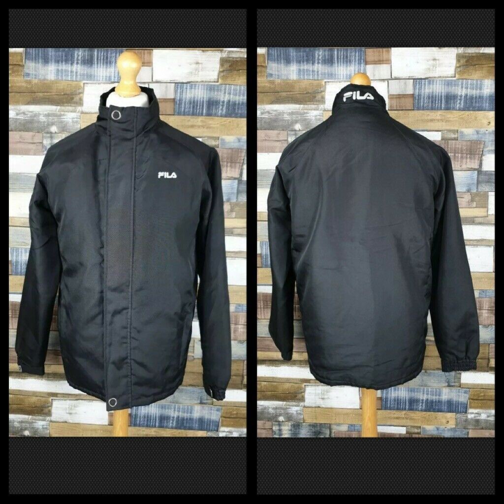 FILA Giacca a vento uomo nera trapuntata puffer full zip sportiva XS