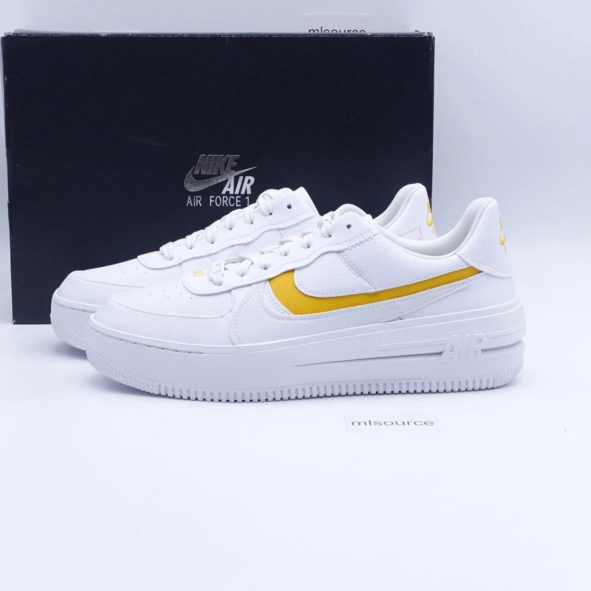 Nike Air Force 1 PLT.AF.ORM Sneakers in White and Yellow