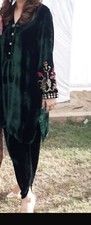 pakistani shalwar kameez VELVET with handwork on sleeves