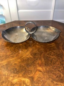 Vintage Quadruple Silver Heart SSS, Inc - 2 Segment Heart Shaped Nut Bowl Dish