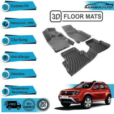 3D Molded Interior Car Floor Mat for Dacia Duster 2WD 2010-2017(Black)