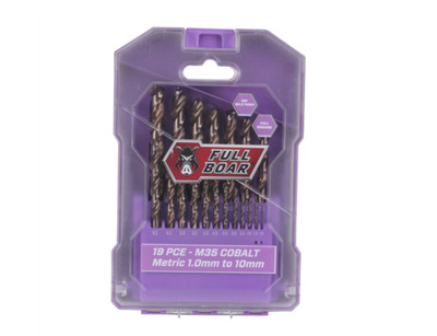 Full Boar 19 Piece Cobalt Metric Drill 