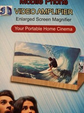 12" Wood Mobile Phone Screen Magnifier 3D HD Video Amplifier Smartphone Stand