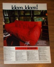 Rara Pubblicità Vintage ROCHE-BOBOIS Divano 3 Posti e Sgabelli 1984