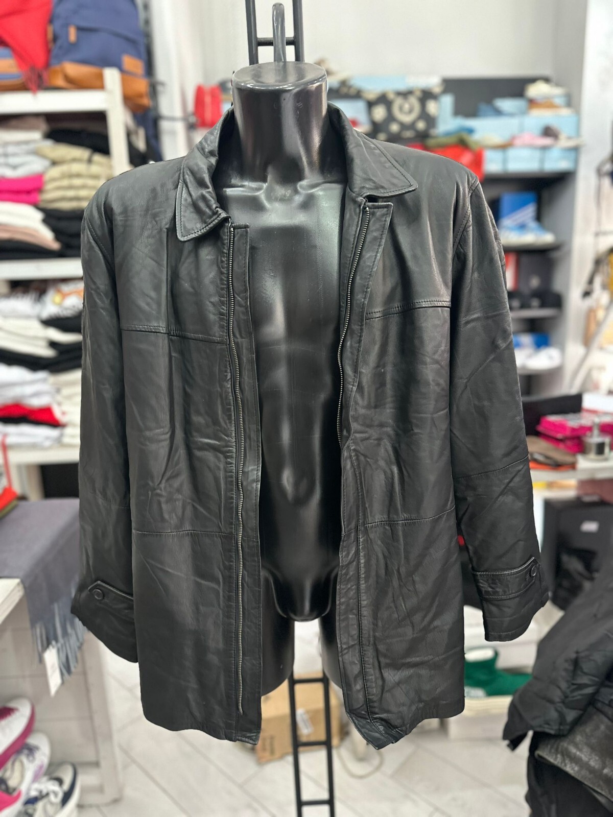 Giancarl Black Leather Jacket for Men Size 56 LLV790