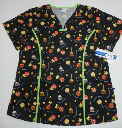 lot of 4 Scrubs Set of 4 Size MEDIUM fall Theme NEW (nn21) - Picture 2 of 8